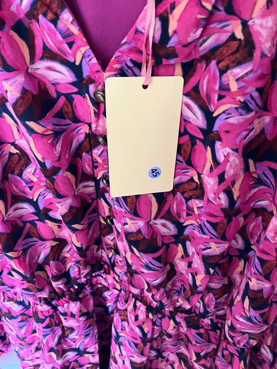 Entro: Pink Floral Long Sleeve Dress- M - Picture 4 of 16